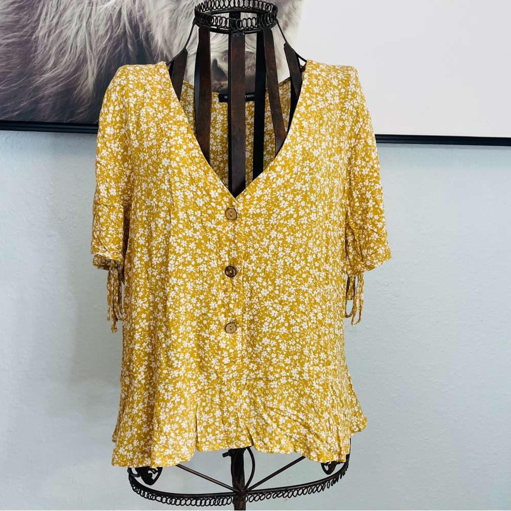 Floral Yellow Button-Up Top